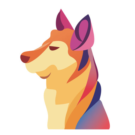 Flat colorful illustration of a dog in profile. Portrait of a Dog Vectorのイラスト素材
