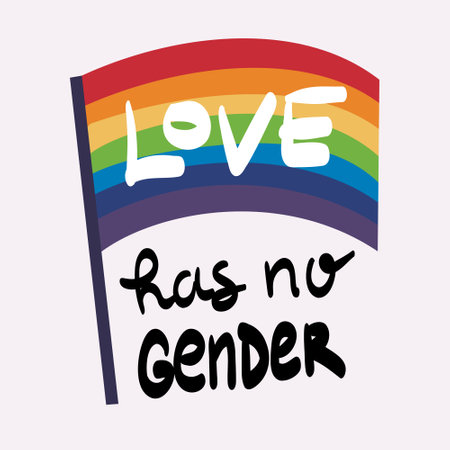 Love has no gender. The phrase is the color of the rainbow. Vector lettering of the Pride parade. LGBT communityのイラスト素材