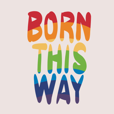 Born this way is a rainbow-colored inscription. Vector illustration for Prideのイラスト素材
