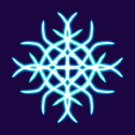 snowflake glowing desktop icon, neon sticker, neon figure, glowing figure, neon geometrical figuresの写真素材