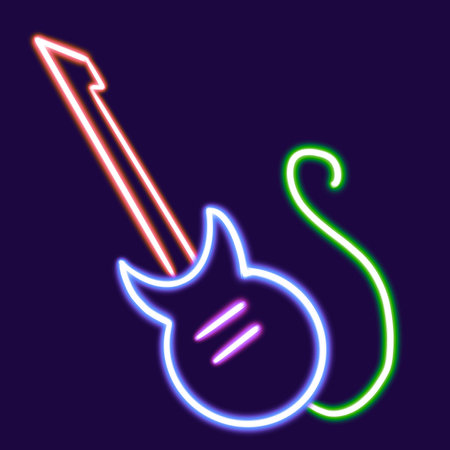 electric guitar glowing desktop icon, electric guitar neon sticker, rock neon figure, glowing figure, neon geometrical figuresの写真素材