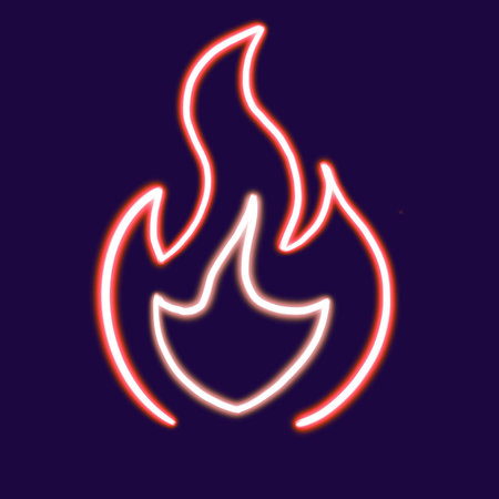 fire glowing desktop icon, neon fire sticker, neon figure, glowing figure, neon geometrical figuresの写真素材