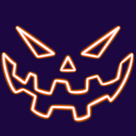 jack-o-lantern glowing desktop icon, pumpkin neon sticker, halloween neon figure, glowing figure, neon geometrical figuresの写真素材