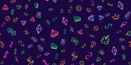 Neon Finance Seamless Pattern, glowing desktop icon, neon sticker, neon figure, glowing figure, neon...