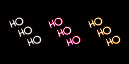ho ho ho. Christmas glowing desktop icon, neon sticker, neon figure, glowing figure, neon...