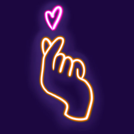 neon hand, glowing desktop icon, neon sticker, neon figure, glowing figure, neon geometrical figuresの写真素材