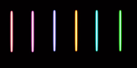 glowing stripe desktop icon, neon ribbons sticker, neon figure, glowing figure, neon geometrical figuresの写真素材
