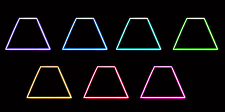 set geometric parallelogram glowing desktop icon, neon sticker, neon geometric parallelogram figure, glowing figure, neon geometrical figuresの写真素材