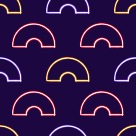 seamless pattern geometric semicircle glowing desktop icon, neon geometric semicircle sticker, neon figure, glowing figure, neon geometrical figuresの写真素材