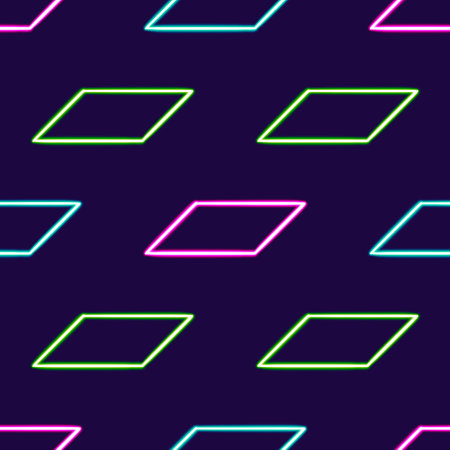 seamless pattern geometric parallelogram glowing desktop icon, neon sticker, neon geometric parallelogram figure, glowing figure, neon geometrical figuresの写真素材