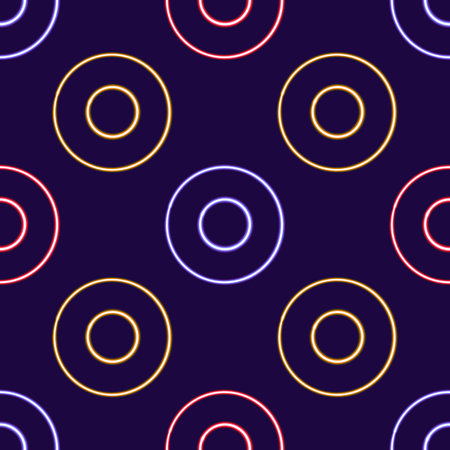 seamless pattern circle shape frame glowing desktop icon, neon sticker, neon circle shape frame figure, glowing figure, neon geometrical figuresの写真素材