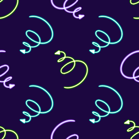 seamless pattern arrow sign figure. direction glowing desktop icon, neon sticker, neon direction figure, glowing figure, neon geometrical figuresの写真素材
