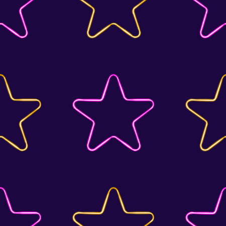 seamless pattern geometric star shape glowing desktop icon, neon star sticker, neon figure, glowing figure, neon geometrical figuresの写真素材