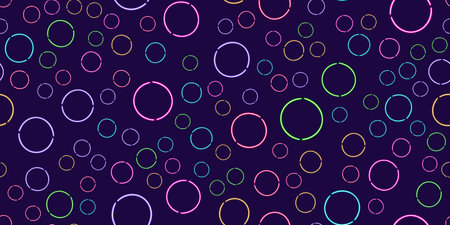 seamless pattern circle shape frame glowing desktop icon, neon sticker, neon circle shape frame figure, glowing figure, neon geometrical figuresの写真素材