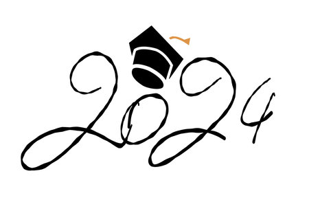 Class of 2024 handwritten typography. Education. Students 2024 class vectorのイラスト素材