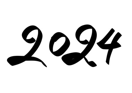 happy New year 2024. text design logo. hand-draw vectorのイラスト素材