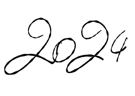 happy New year 2024. text design logo. hand-draw vectorのイラスト素材