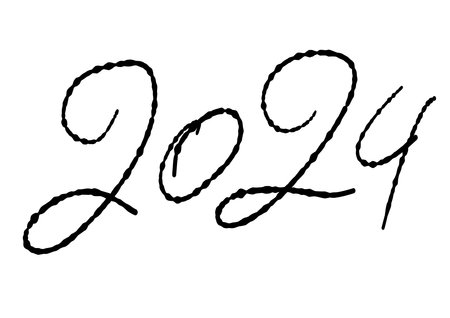 happy New year 2024. text design logo. hand-draw vectorのイラスト素材