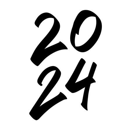 happy New year 2024. text design logo. hand-draw vectorのイラスト素材