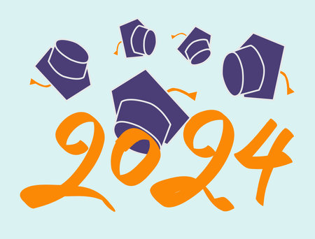 Class of 2024 handwritten typography. Education. Students 2024 class vectorのイラスト素材