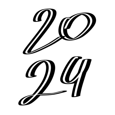 happy New year 2024. text design logo. hand-draw vectorのイラスト素材
