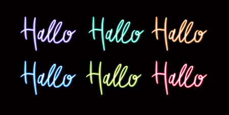 Neon Sign Set Hello. glowing desktop icon, neon sticker, neon figure, glowing figure, neon geometrical figuresの写真素材
