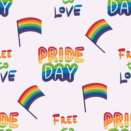 seamless pattern LGBTQ Pride Parade Set. Vector illustration of a gay pride parade. A group of people participating in the Pride parade. LGBT communityのイラスト素材