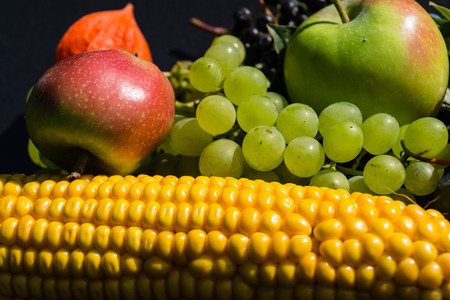 different fruits and berries as thanksgiving decoration