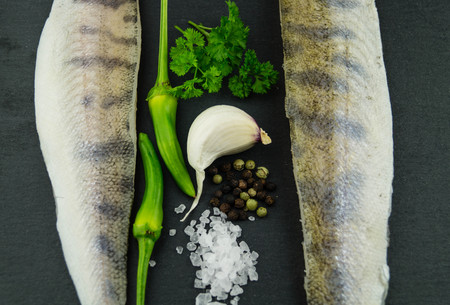 freshwater pike-perch fillet with garlic herbs and spices