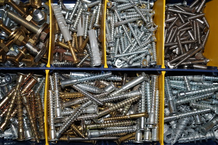 industrial iron nuts nails and screwの写真素材