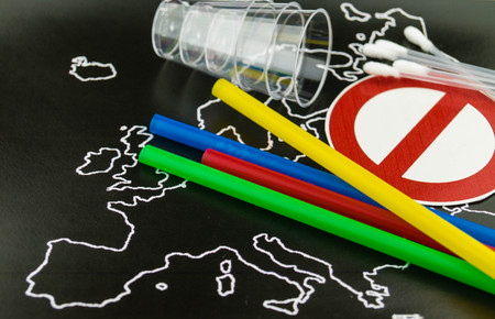 Europe bans straws and plastic tableware because of microplastics in the oceansの写真素材