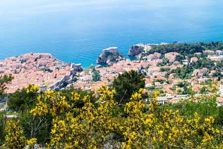 Walking trail from the top of Mount Sdr to Dubrovnik with a great panoramic viewの写真素材