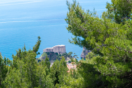 Walking trail from the top of Mount Sdr to Dubrovnik with a great panoramic viewの写真素材