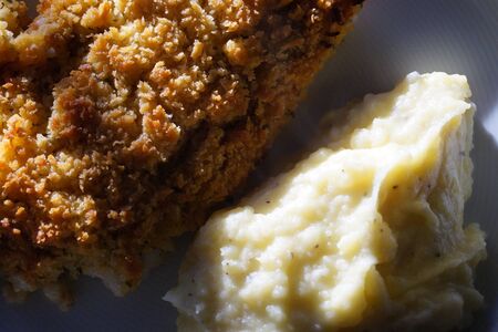 Fish fillet a la Bordelaise with mashed potatoesの写真素材