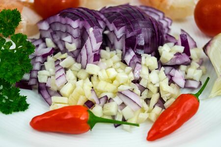 Prawns and scampi you need for the Italian specialty Spaghetti ala Busaraの写真素材