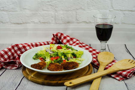 fresh salad with pine nutsの写真素材