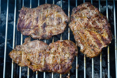 spicy meat on the grill