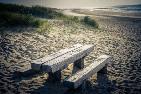 at the beach of Blavand (Traslation: danish for blue water) an area in Denmarkの写真素材