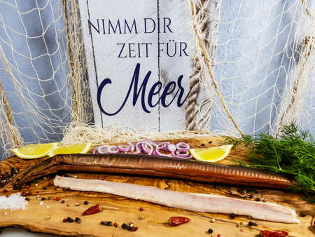smoked fish on olive wood