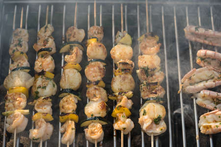 mediterranean marinated seafood for grillingの写真素材