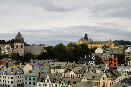 The city of Alesund a town in Norwayの写真素材