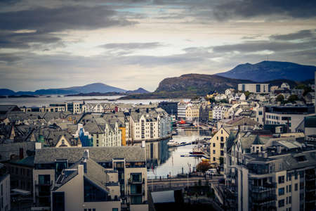 The city of Alesund a town in Norwayの写真素材