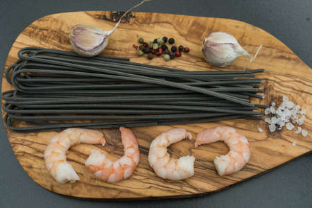 Spaghetti alla busara pasta with shrimps an Italy specialtyの写真素材