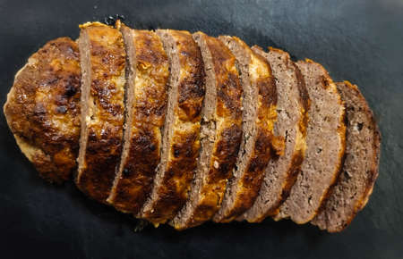 Traditional German receipt meatloaf with vegetablesの写真素材