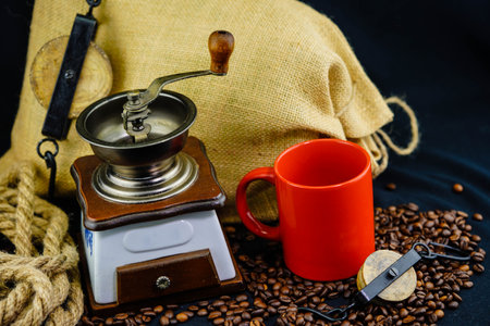 freshly roasted brown coffee beansの写真素材