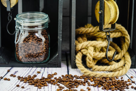 freshly roasted brown coffee beansの写真素材