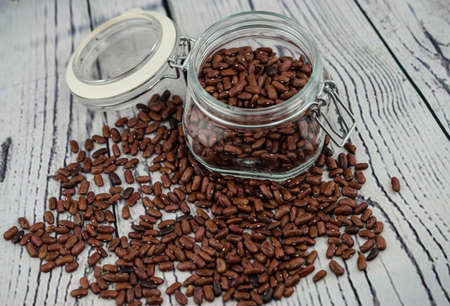 a pile of dried red beans from tuscany italy