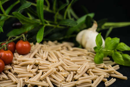 Caserecce is typical kind of italian pasta from the area of sicilyの写真素材