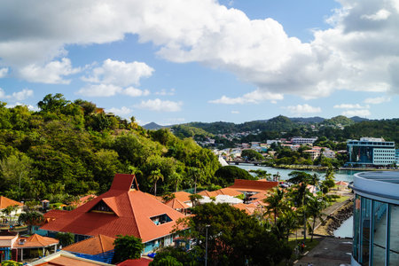 Saint Lucia from the perspective of the cruise terminalの写真素材
