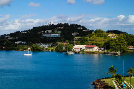 Saint Lucia from the perspective of the cruise terminalの写真素材